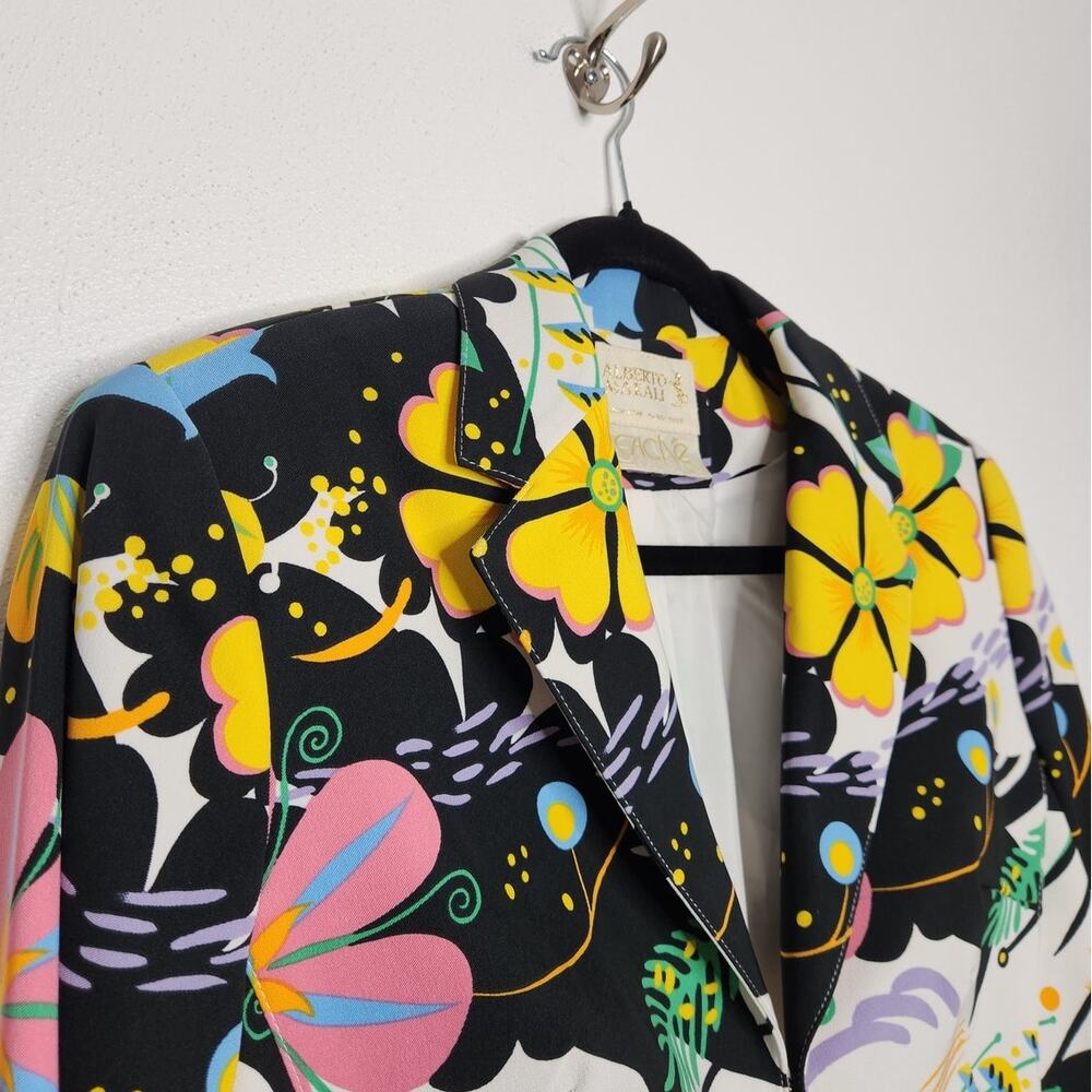 Vintage Cache Alberto Makali Blazer Floral Flowers Office Core 90s Blouse Top - Picture 3 of 7